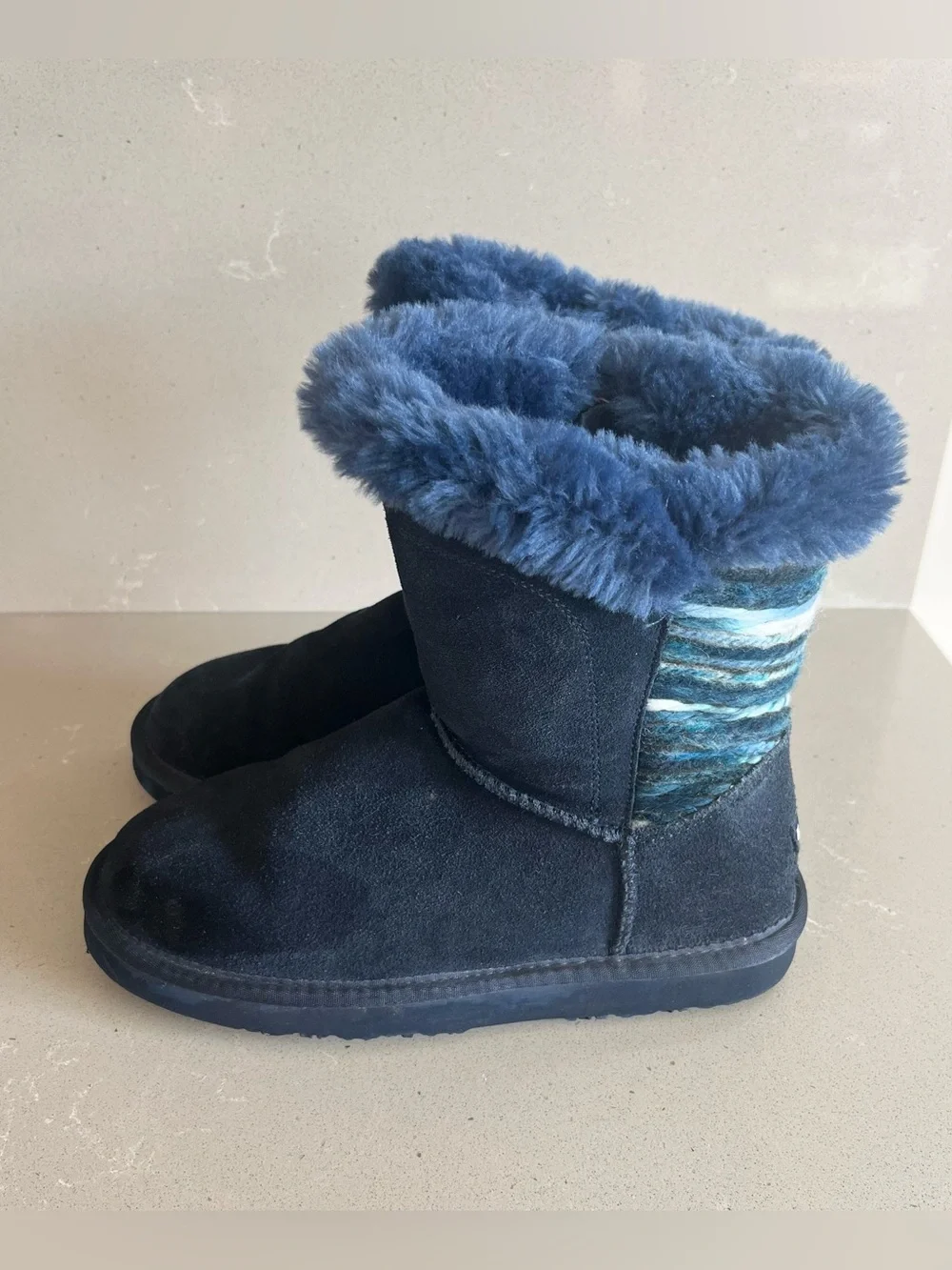 Lamo Suede Water Resistant Boots Willow Faux Fur Lining Blue Women’s 6